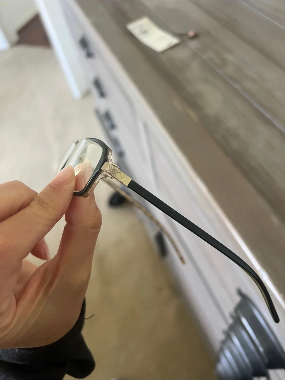 Black Square Frame Eyeglasses with Silver Accent